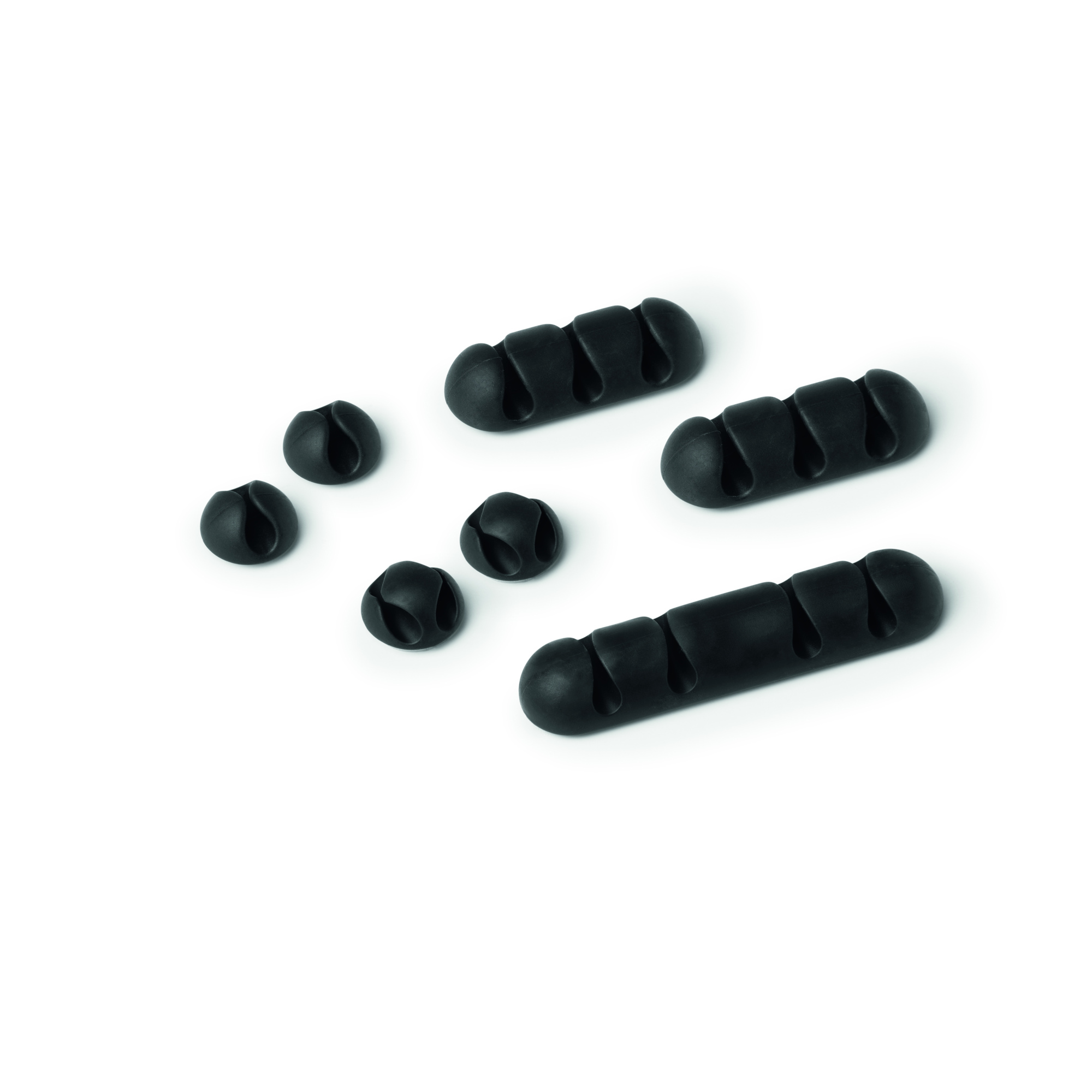 Durable Cavoline Self-Adhesive Cable Clips, Set of 7, Multi-Size, Charcoal, Model# 504137